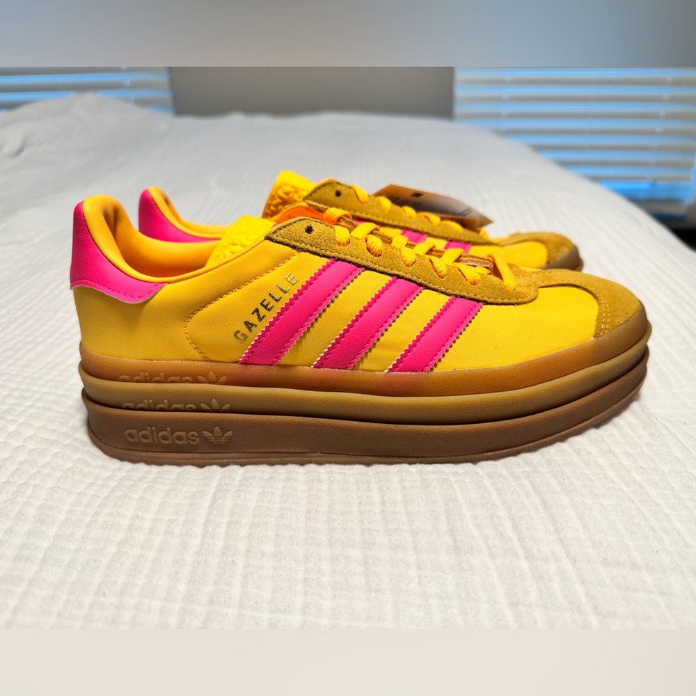 Adidas Gazelle Bold Yellow with Pink Accents